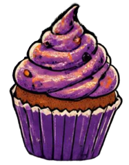 Purple cupcake with a bat topper